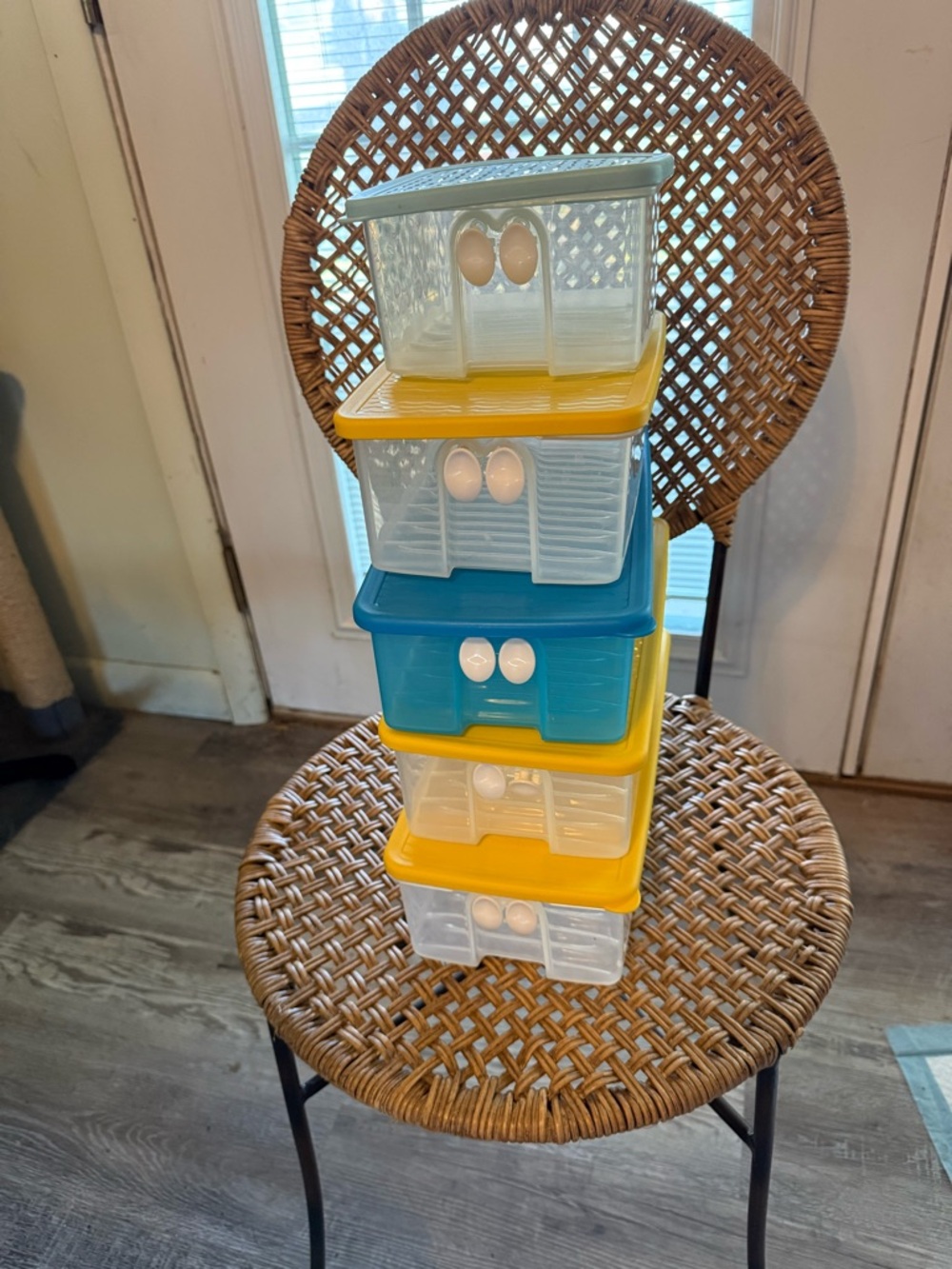 Tupperware Containers - Yellow & Blue Lids - Picture 2 of 2